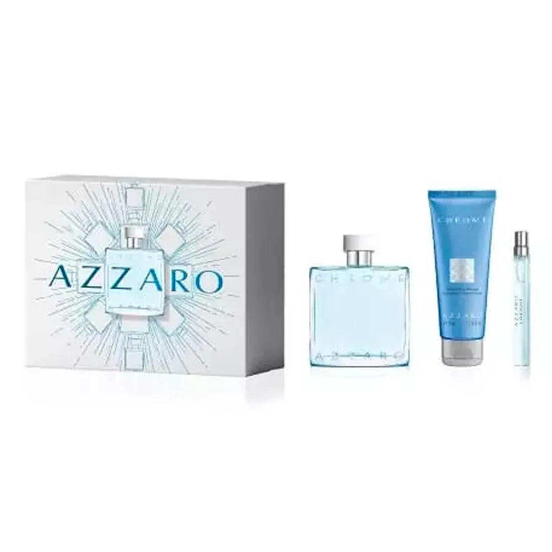 Azzaro Chrome Men 100ml EDT Spray / 10ml EDT Spray / 75ml Shower Gel