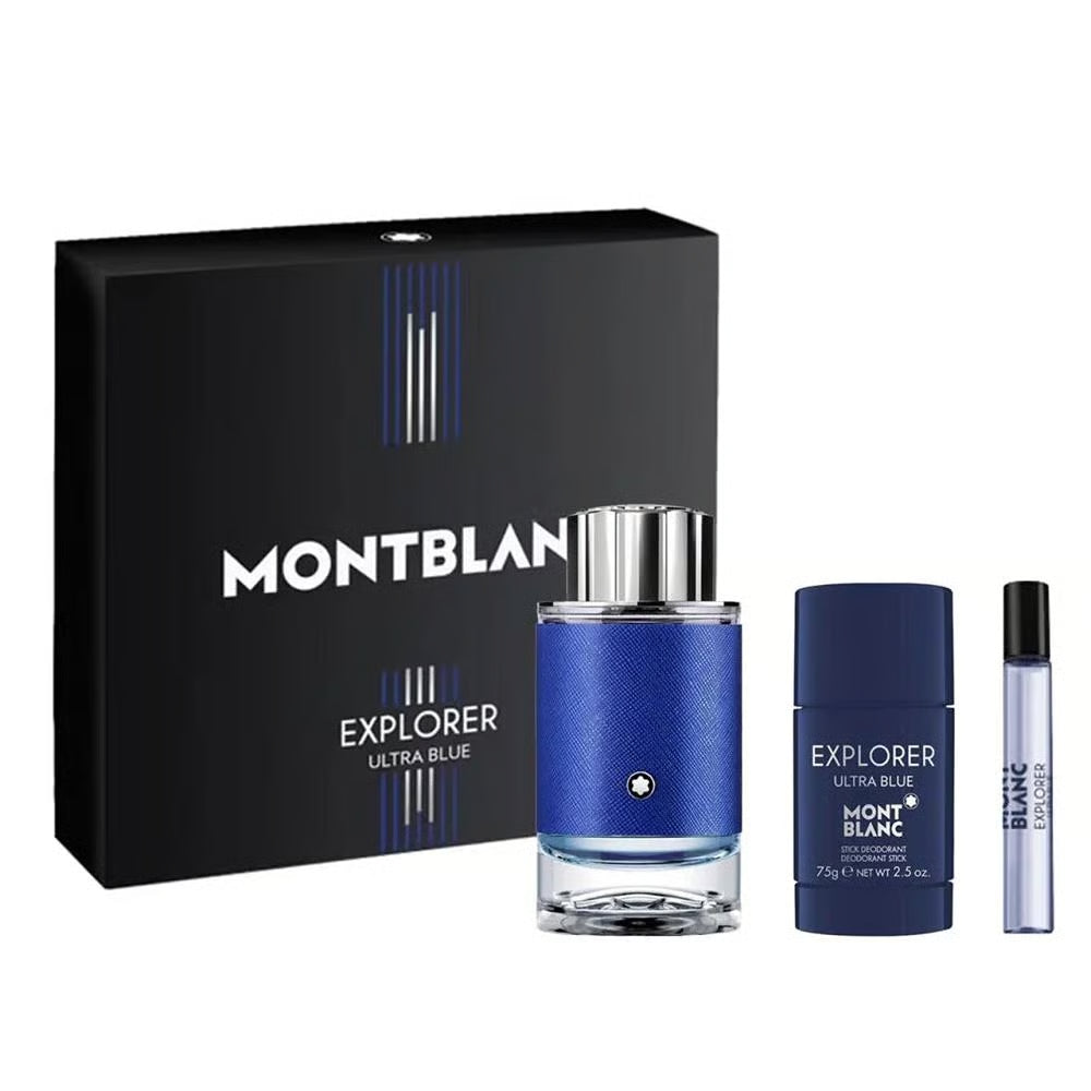Montblanc Explorer Ultra Blue 100ml Eau de Parfum Spray / 75ml Deodorant Stick / 7.5ml EDP Travel Spray